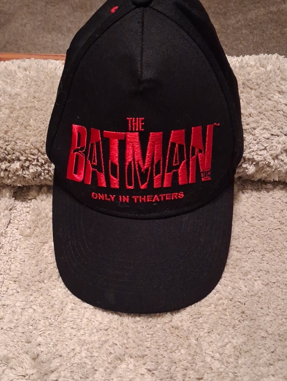 DC Black Baseball Cap with Red 'The Batman' Embroidery 2021